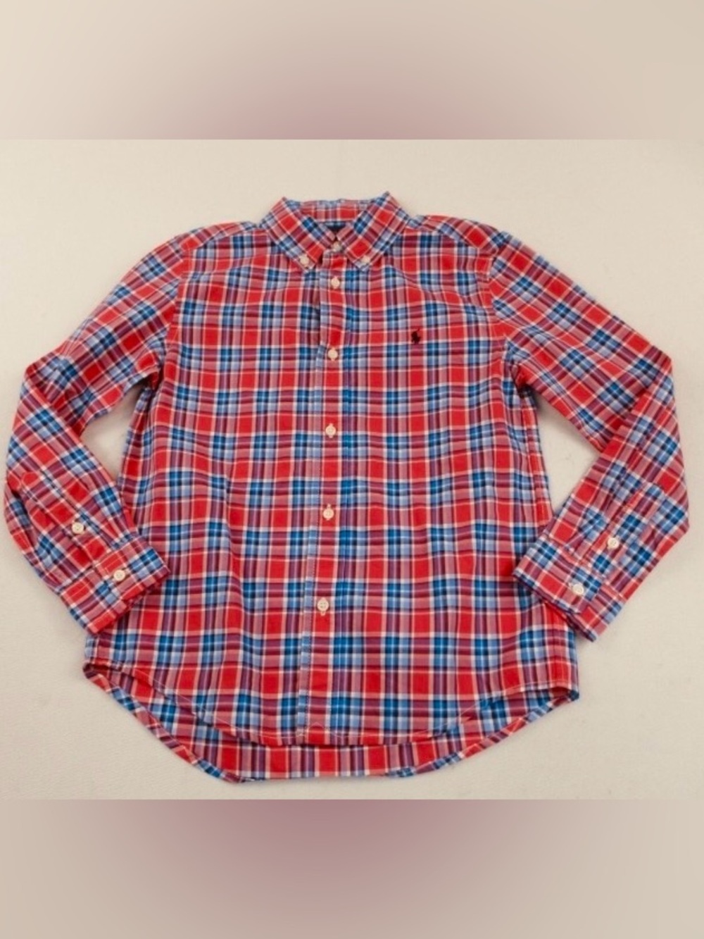 Ralph Lauren Red & Blue Plaid Button-Down Shirt - Kids S  8-10